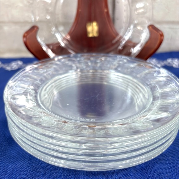 Arcoroc Other - 7 Vintage clear glass thumbprint rim salad plate Arcoroc France 6"